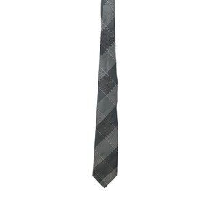 Brooks Brothers Mens Grey Plaid Silk Tie Made In USA With Italian Fabric